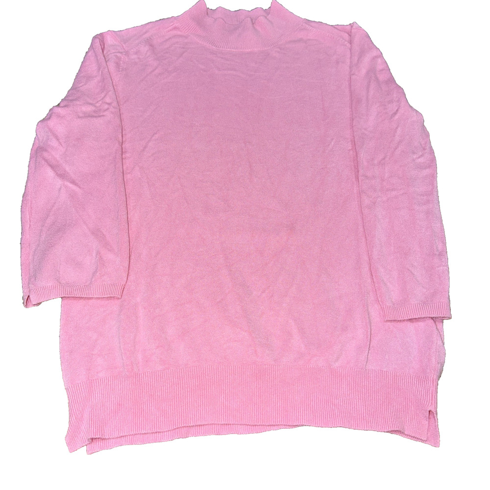 Zara Pink Mock Neck Soft Stretch Knit Sweater Women’s Medium